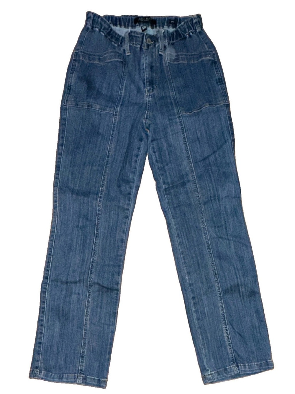 Judy Blue 7 28 Charleston High Rise Straight Leg Jean Elastic Waist Vintage Blue